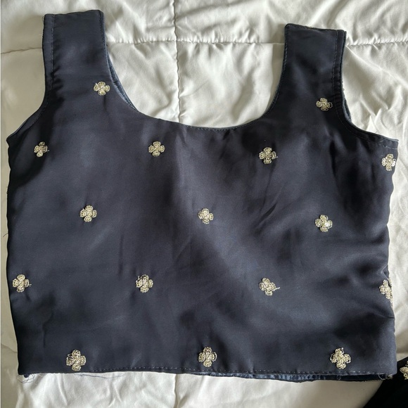 Indian Lehengha - Navy Blue and silver Lengha - Picture 7 of 8